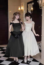 For Beloved - Classic Lolita Satin JSK Dress Set, Fishbone Waist - image 4