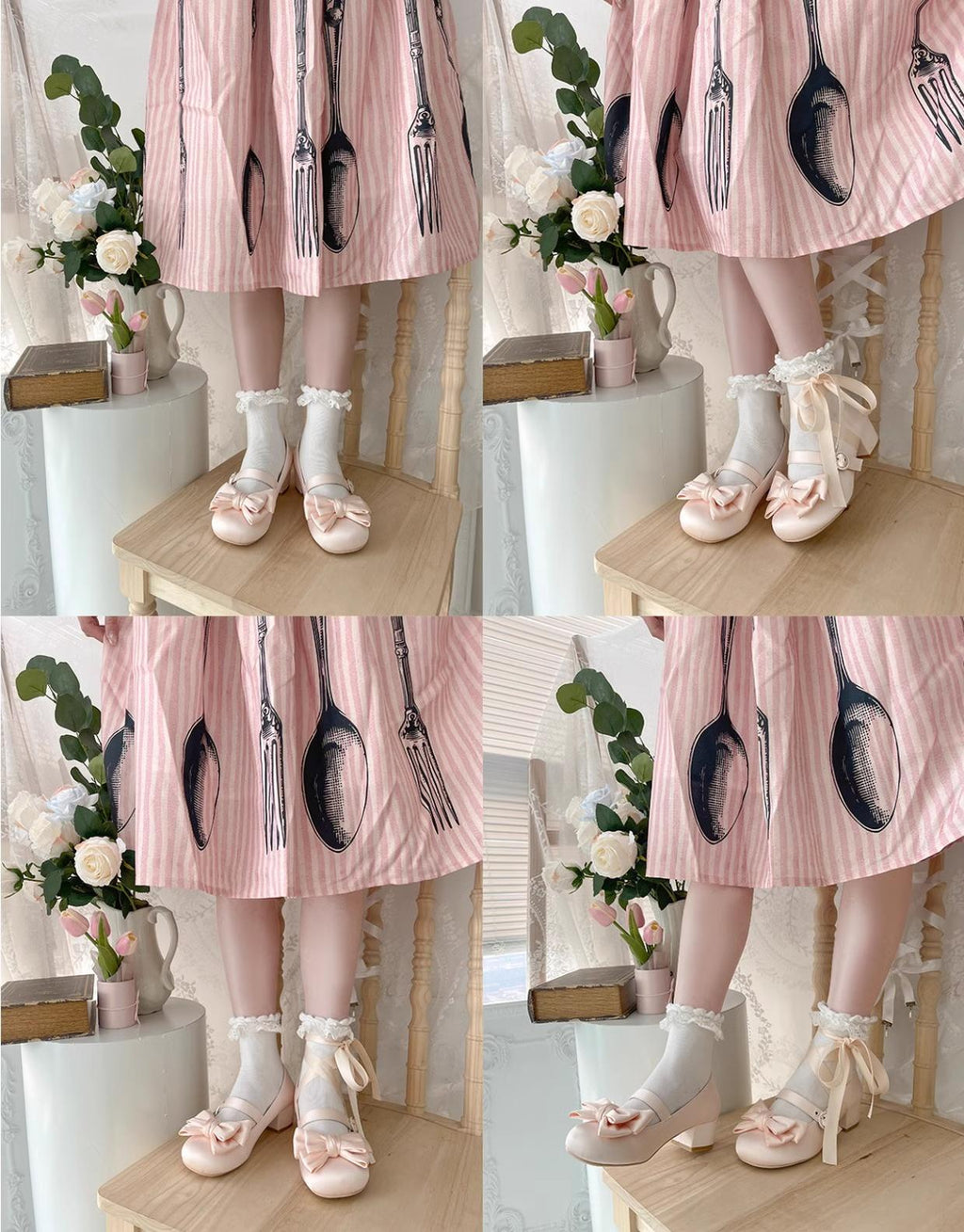 Sissi Satin Bow Sweet Lolita Low Heels - image 6