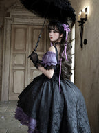 Purple Black Gothic Underbust JSK and Off Shoulder Blouse Set - image 7