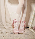 Glass Floral House - Elegant Lolita Shoes, Transparent Heels with 3D Floral - image 10