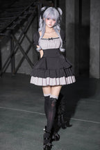 Square Collar Off Shoulder Short Sleeves Triple-Layered Bow Vintage Cool Lolita Dress - image 11