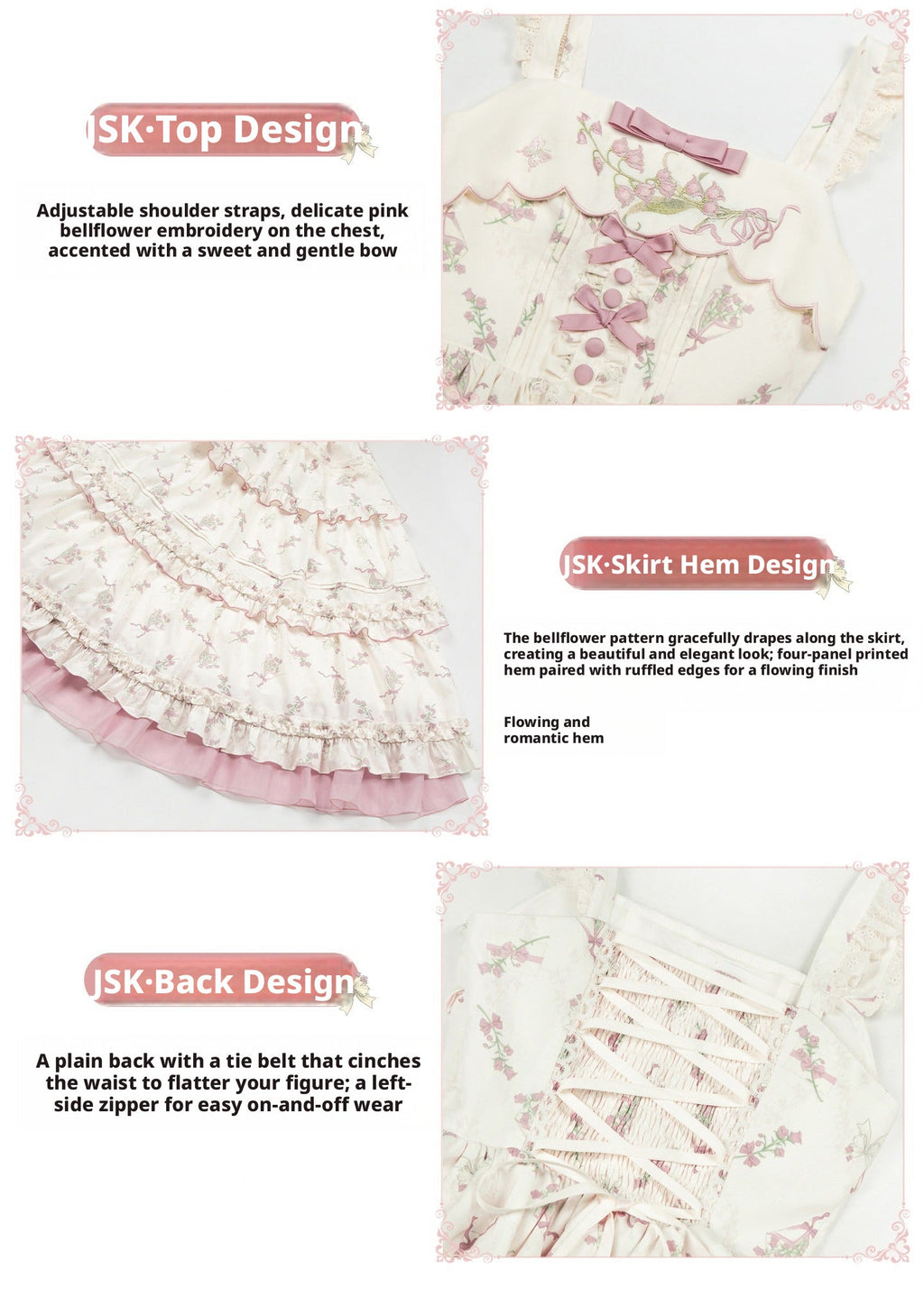Fragrant Old Dream - Pink Bellflower Lolita OP and JSK Dress - image 17