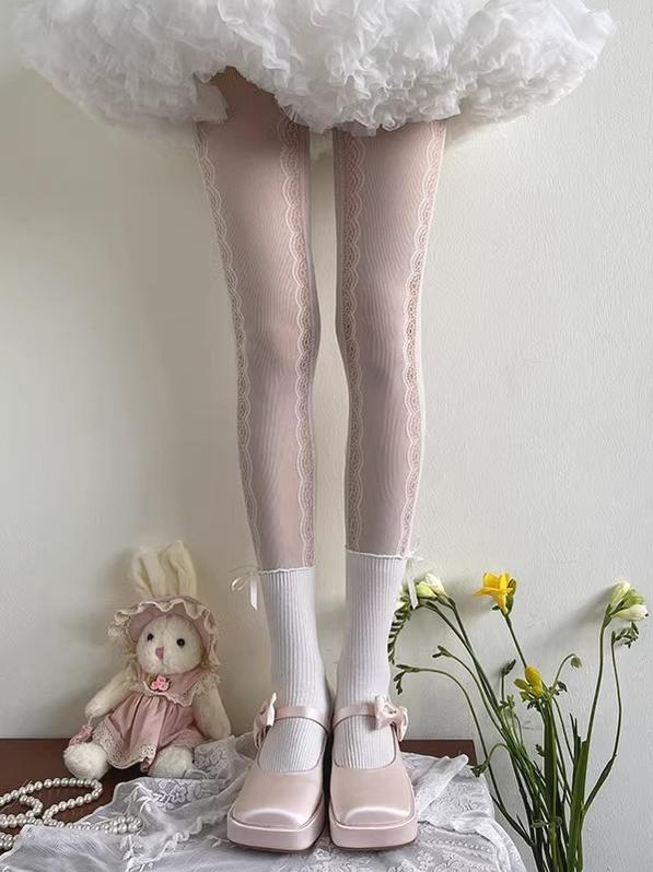 Sweet Lace Patchwork Lolita Pantyhose - image 2