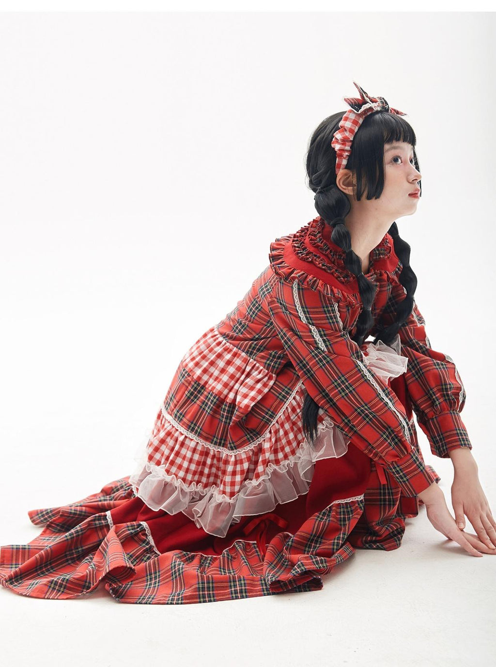 Vintage Lolita OP Dress Red Lolita Plaid Dress for Spring Summer - image 9