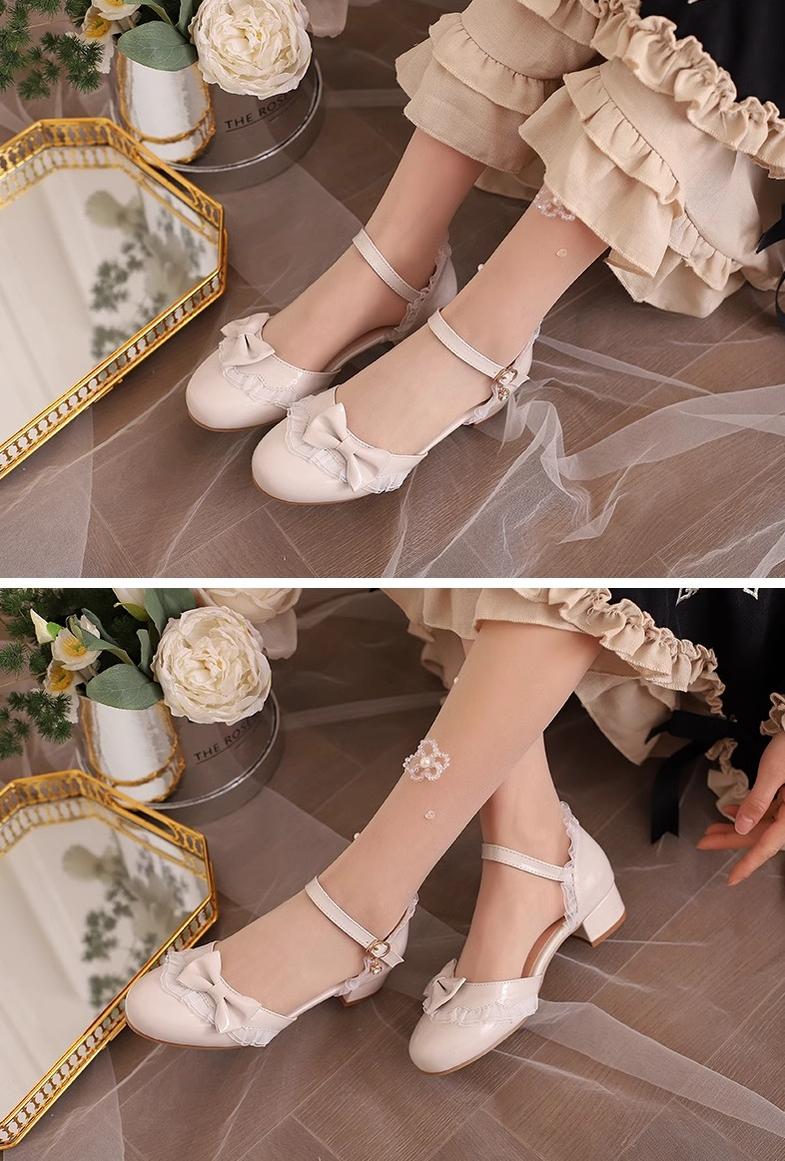 Bow-Tie Sweet Lolita Low Chunky Heel Sandals - image 7