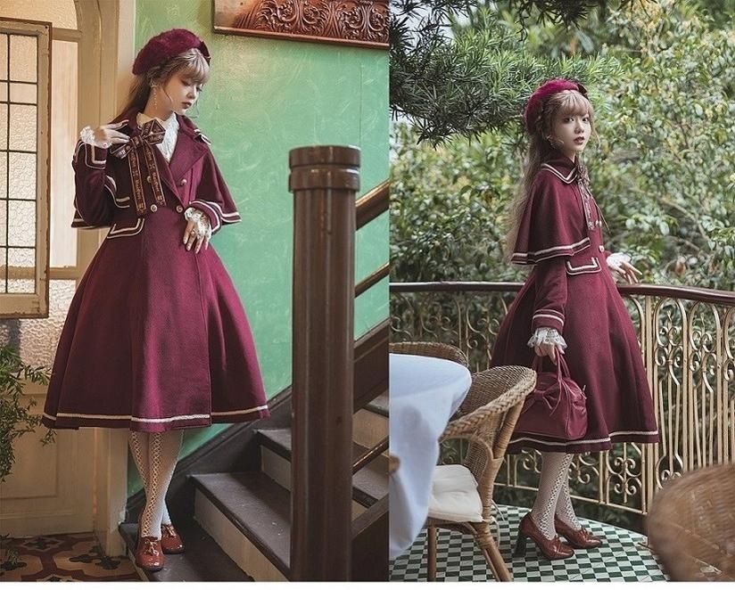 Galaxy Traveler - Classic School Lolita Overcoat with Detachable Cape and Bow - image 26