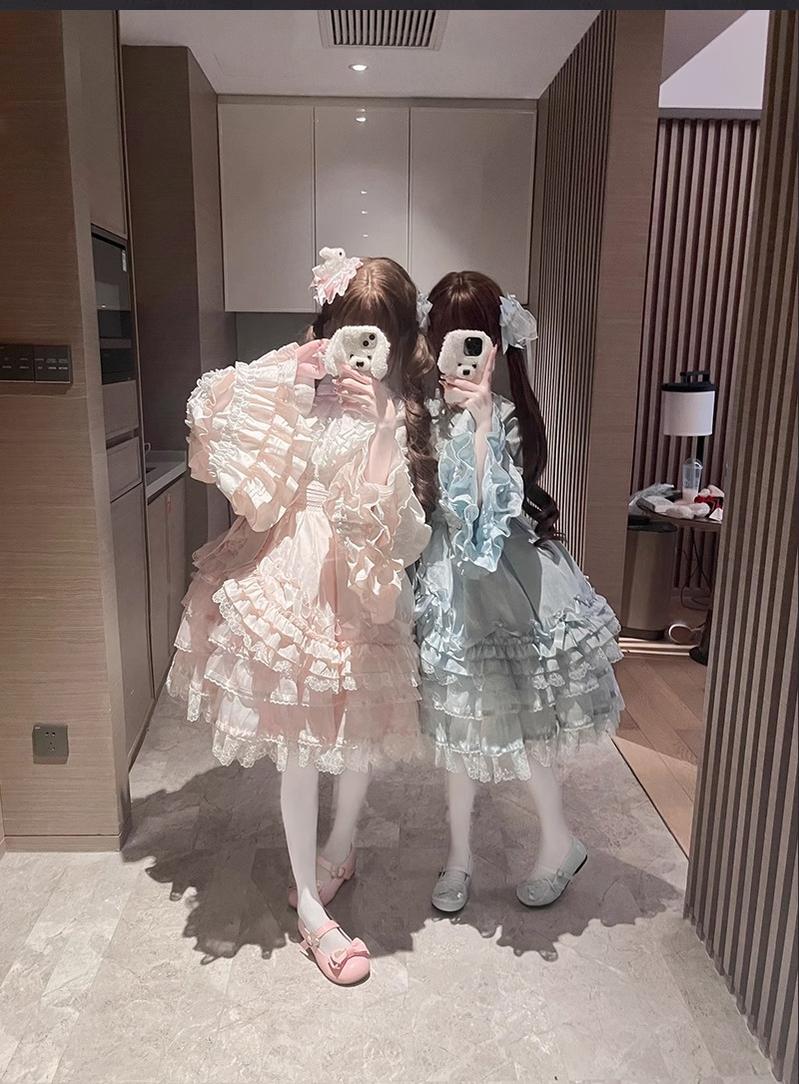 Solo Puppet Sweet Lolita OP Dress with Princess Long Sleeves - image 4