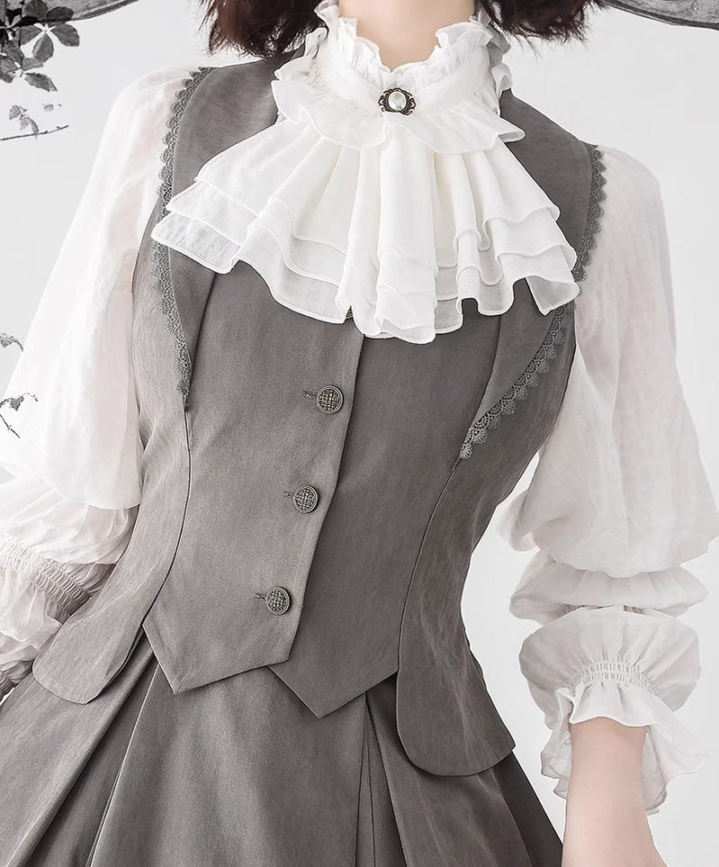 Misty Forest Elegant Vintage Lolita Fishbone Long Skirt and Vest - image 13
