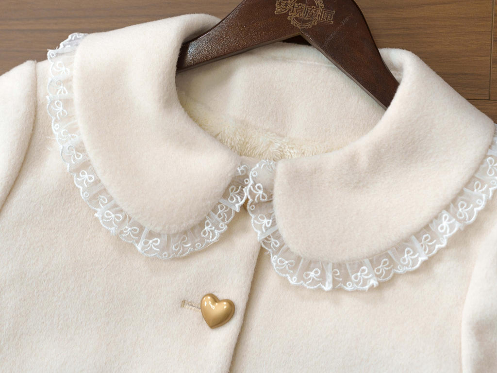 Milk Puff - Winter Fleece-Lined Sweet Lolita Coat, Detachable Collar Collection - image 18