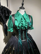 Green Rosette and Skull Print Gothic Corset JSK - image 5