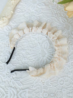 Beige and Blue Puff-Sleeve Lolita OP with Scalloped Hem and Butterfly Bows - image 6