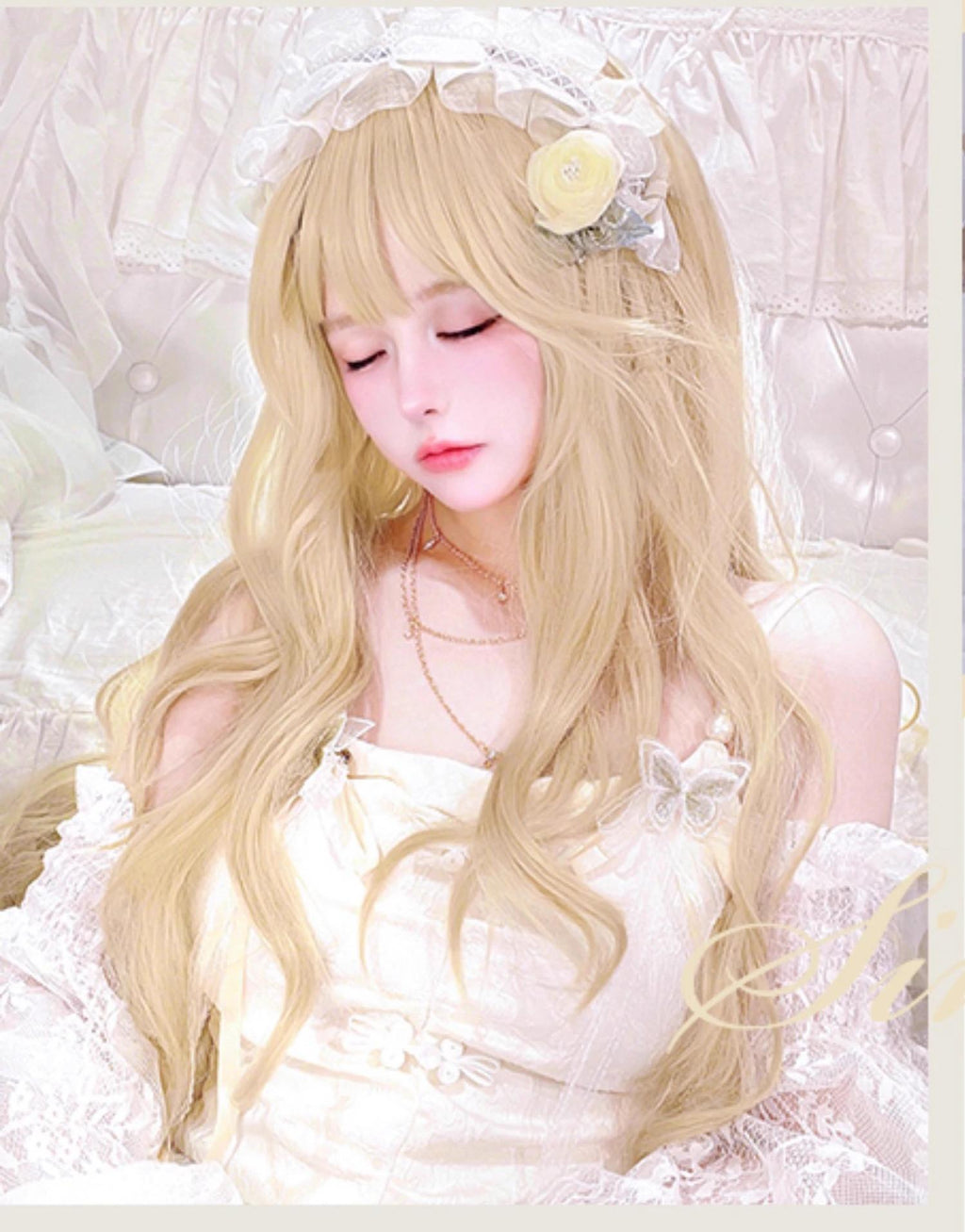 Elegant Lolita Platinum Wig Long Curly Layered Wig - image 10
