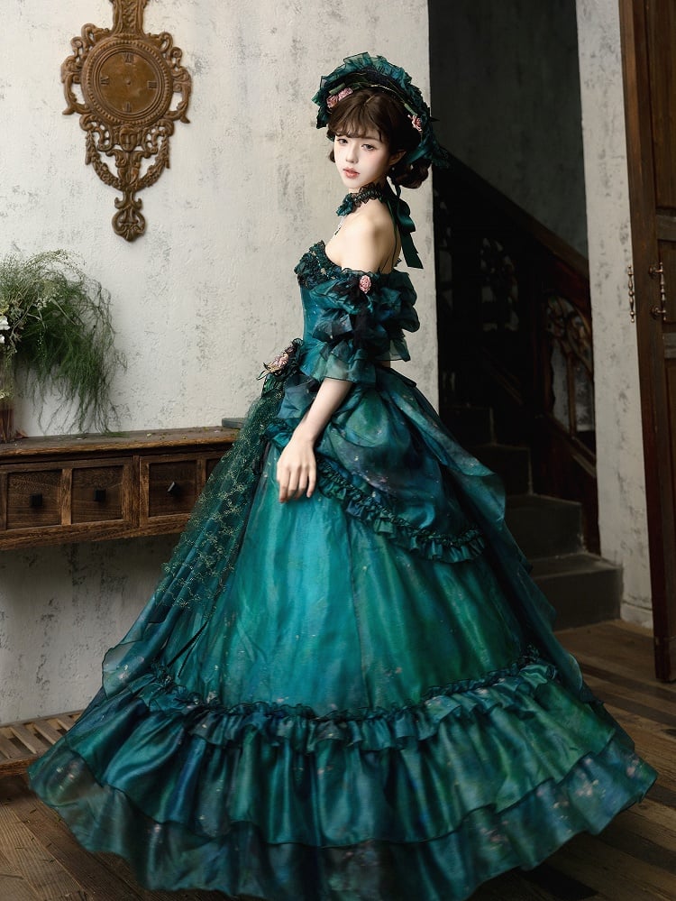 Green Forest Fairy Oil Painting Lolita Skirt - image 3