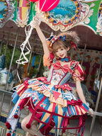Bunny Circus Embroidery - Sweet Lolita JSK Dress and Detachable Puff Sleeves - image 12