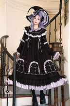Twin Lilian - Round Collar Long Sleeves Double-Layered Ruffled Bow Lace-Up Gothic Lolita Dress - image 14