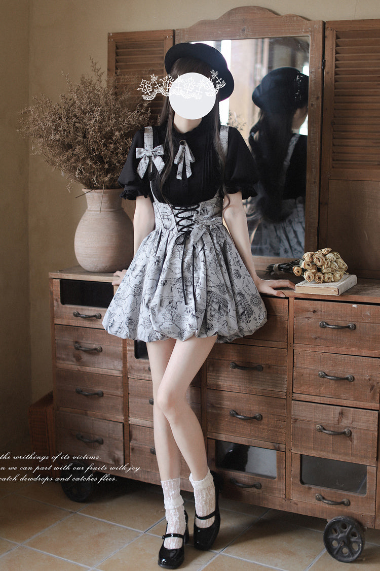 Elise Sweet Vintage Lolita Skirt in Grey - image 7