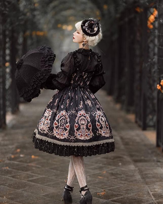 Star Drop Ceremony - Elegant Lolita JSK Printing Open Front Dress and Blouse Set - image 15