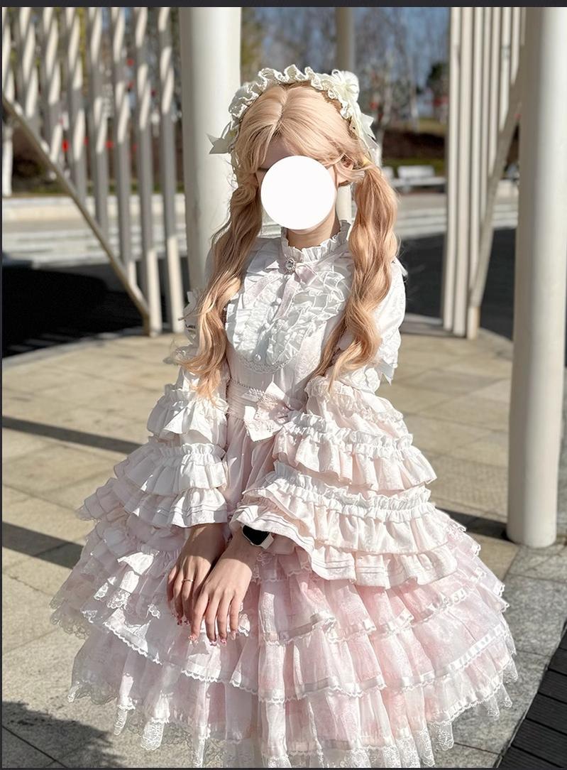 Solo Puppet Sweet Lolita OP Dress with Princess Long Sleeves - image 5