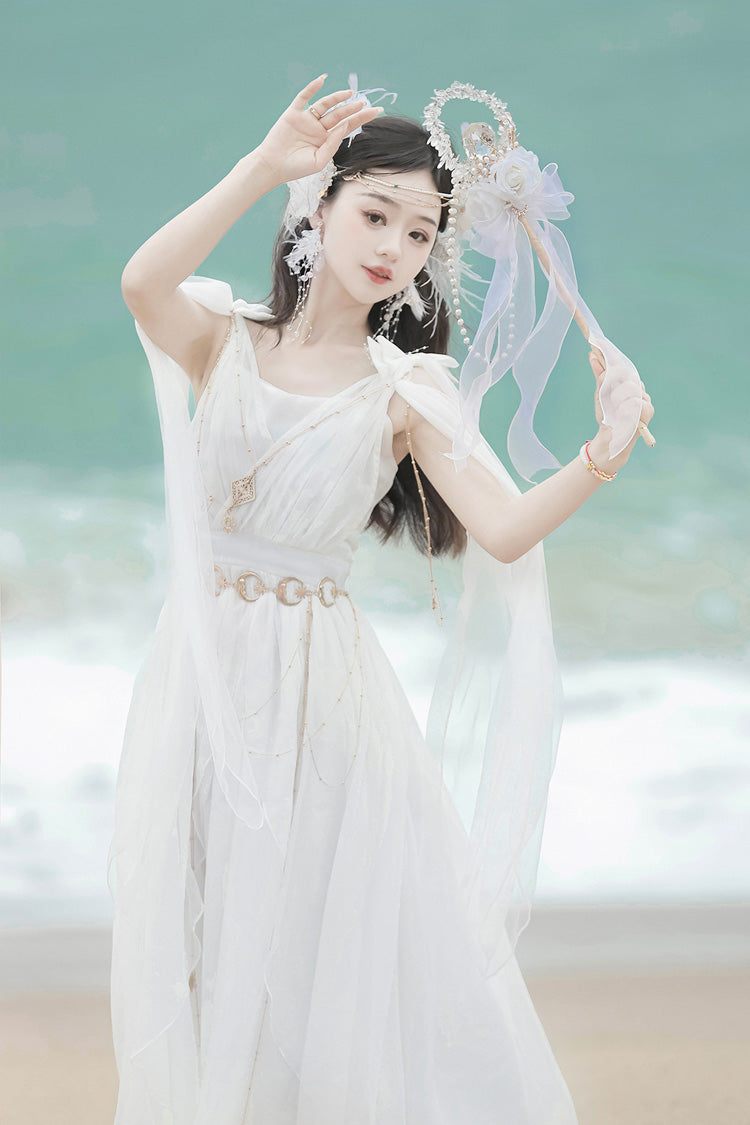 Messenger of God Greek-Inspired Elegant Lolita Long JSK Dress in White - image 10