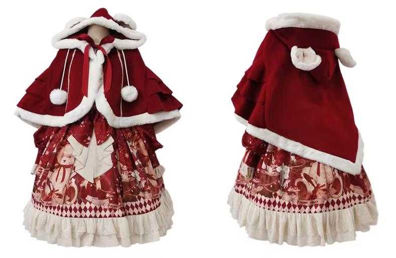 Bear Gift - Sweet Lolita OP Dress and Short Cape - image 14