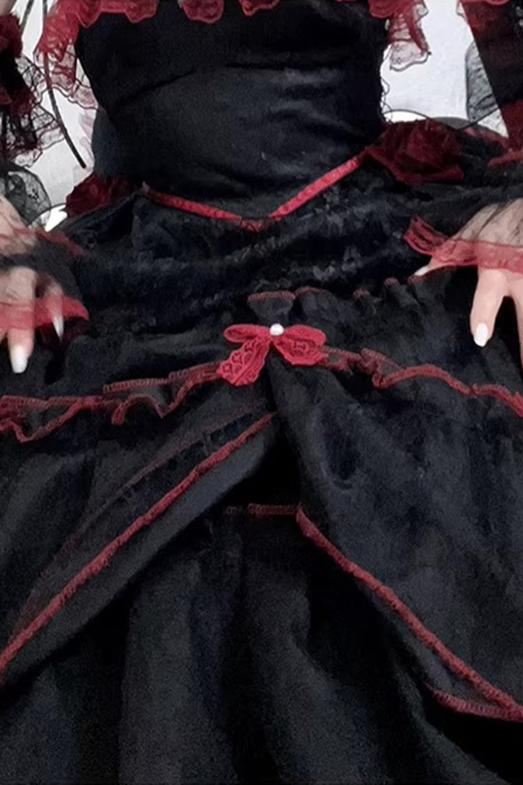Layered Poem - Halterneck Sleeveless Multi-Layered Jacquard Bride Bow Lace Gothic Lolita Dress - image 7