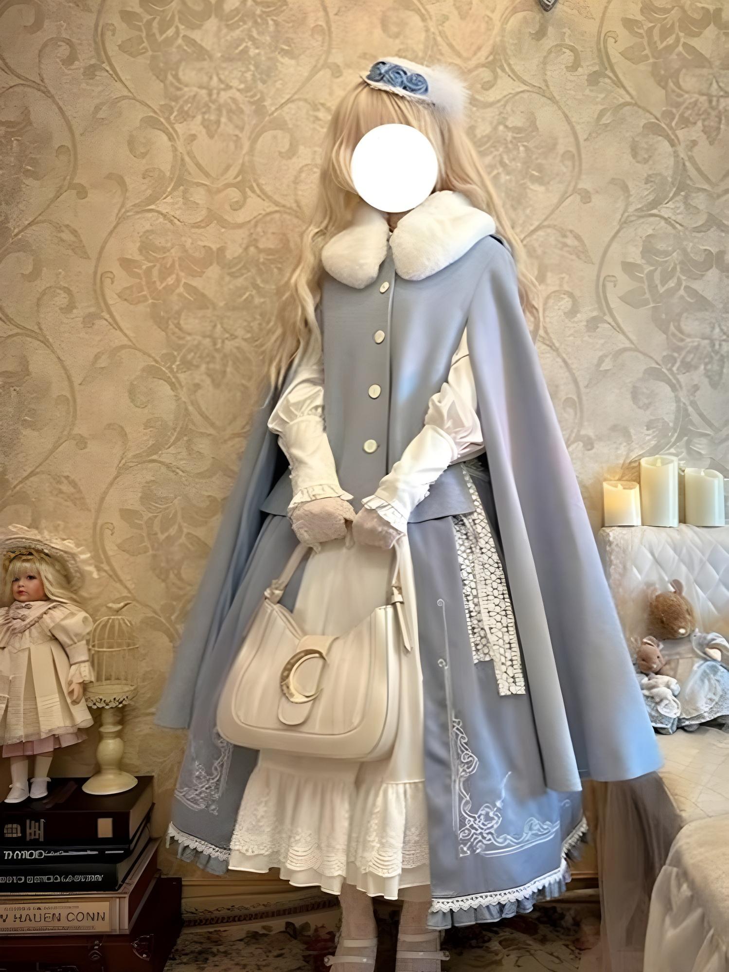 Miss Leisha - Classic Lolita Skirt Set Elegant Winter Cape - image 7