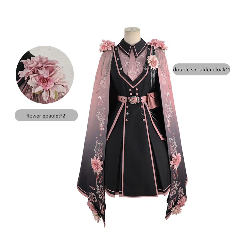 Chunlv Dark Pink Military Lolita OP Dress and Cloak - image 7