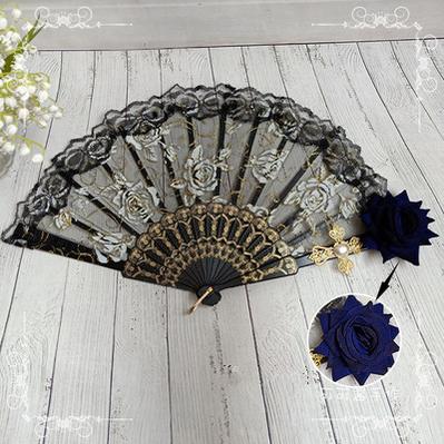Gothic Lolita Lace Folding Fan with Rose and Sun Options - image 14