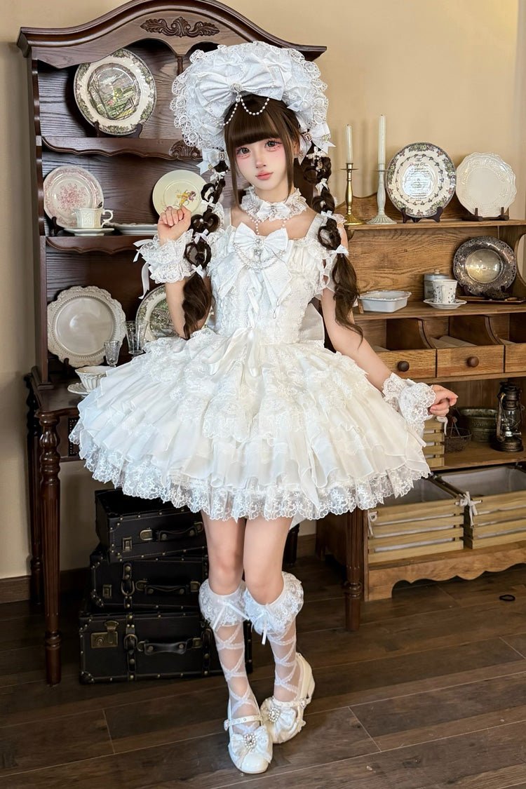 White Pearl Ballet Sweet Lolita JSK Dress - image 6