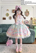 Macaron - Printed Sweet Lolita OP Dress and Old School JSK - image 11
