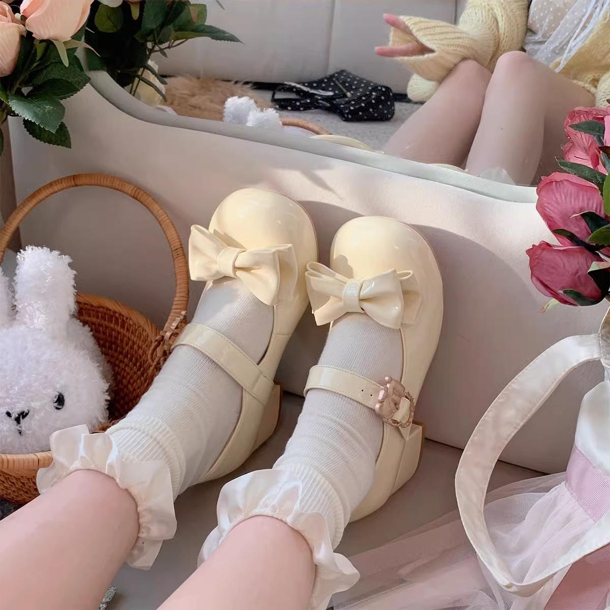Hug Bear - Sweet Lolita Heel Shoes Bear Metal Buckle Bow Shoes - image 28