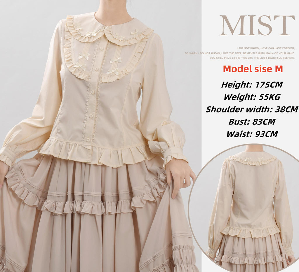 Sweet Lolita Blouse Doll Collar Shirt with Bubble Sleeves - image 12