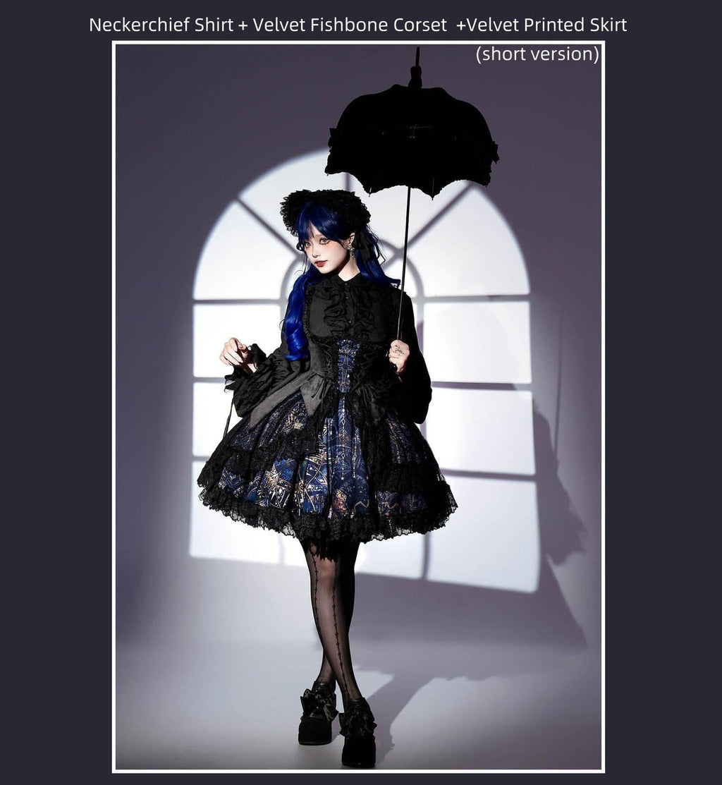 Night Traveler - Classic Gothic Lolita Dress with Stained Glass Window Print - image 36