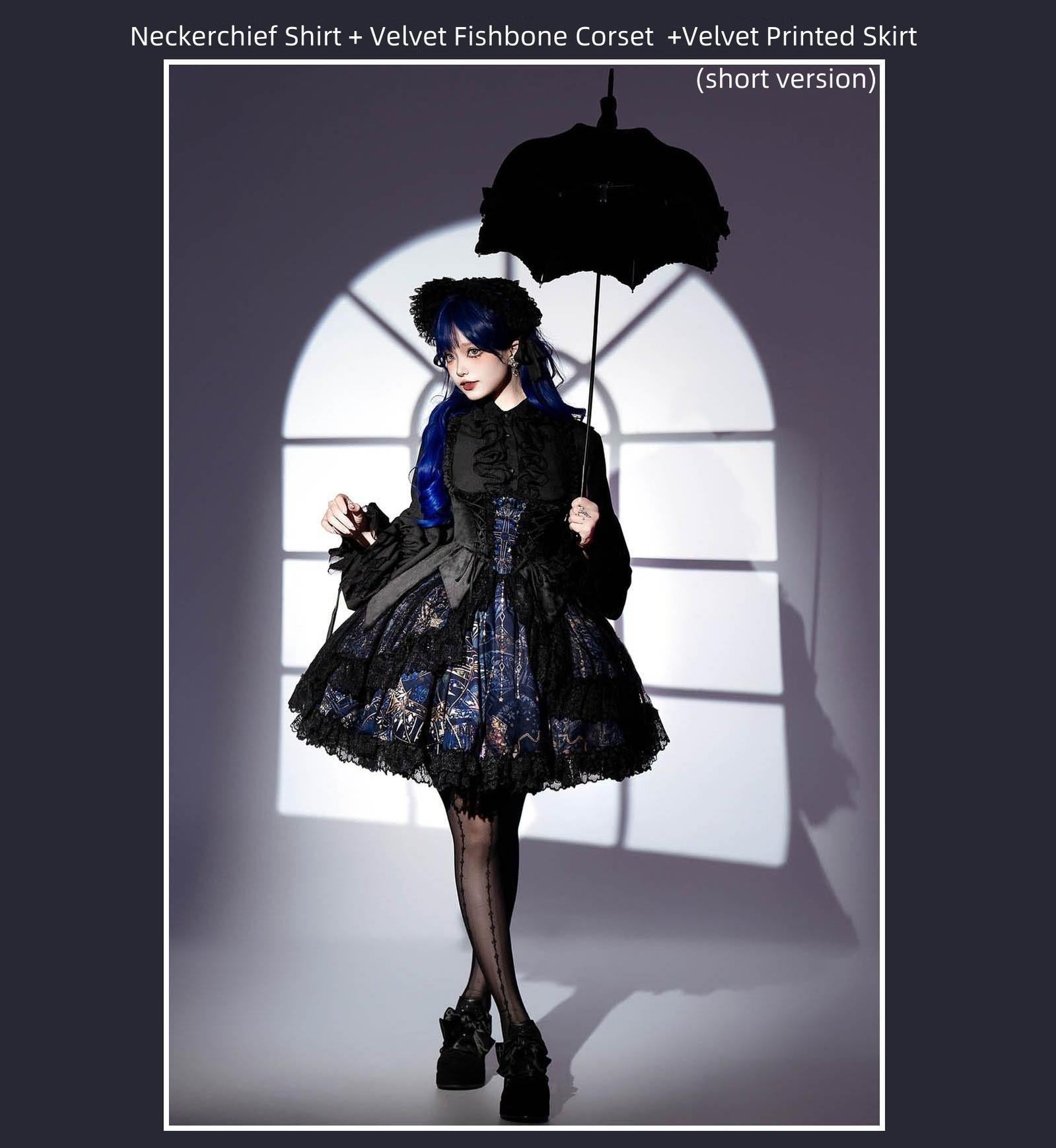 Night Traveler - Classic Gothic Lolita Dress with Stained Glass Window Print - image 36