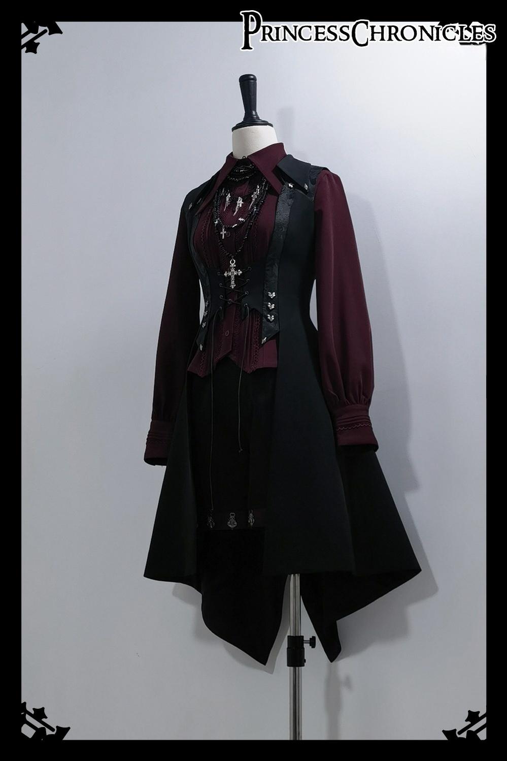 Red and Black 4.0 - Ouji Lolita Long Vest & Red Blouse - image 13