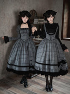 Yesterday's Epistle - Winter Classic Lolita Plaid Dress Set, Fishbone Waist - image 10