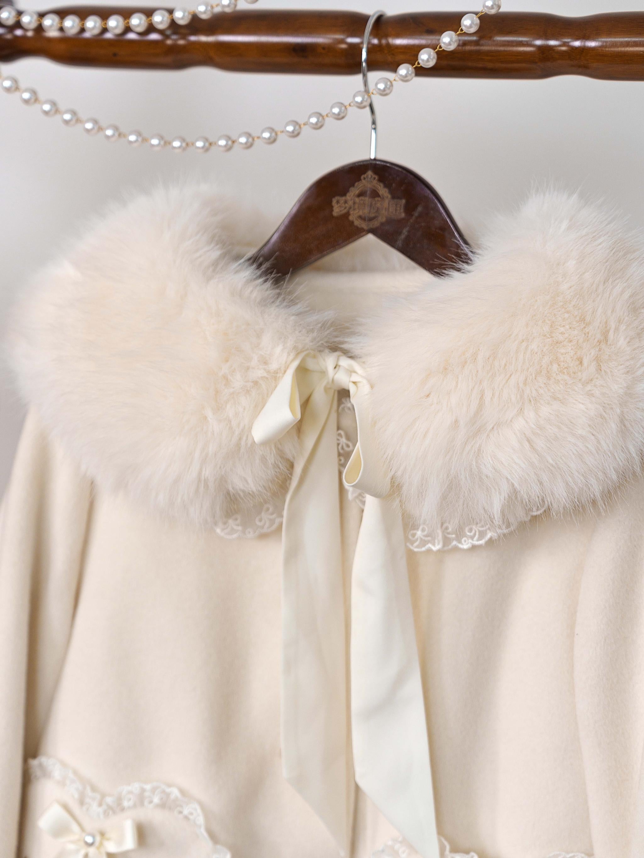 Milk Puff - Winter Fleece-Lined Sweet Lolita Coat, Detachable Collar Collection - image 19