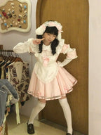 Pink Maid OP with Striped Lace Details - image 3