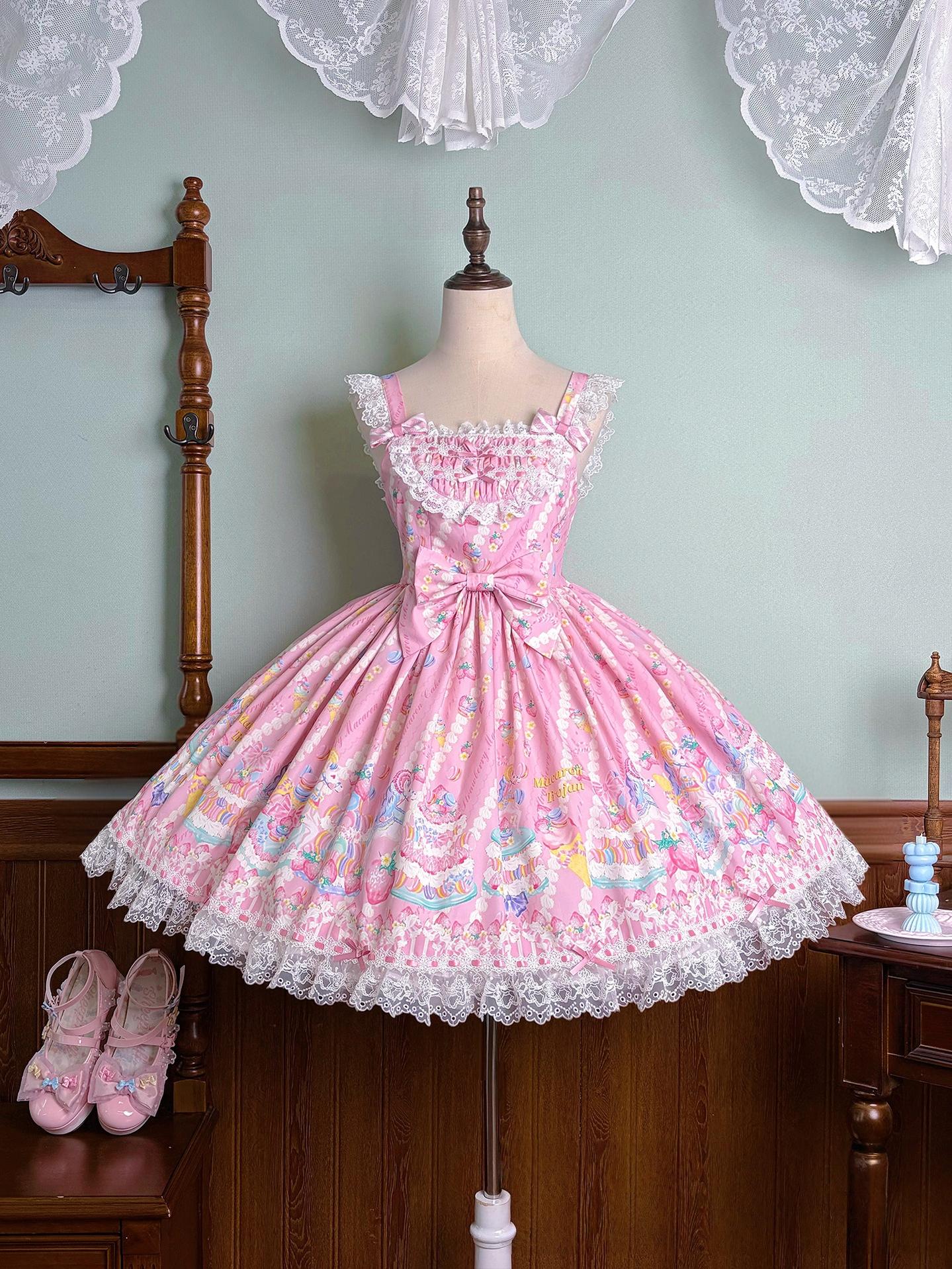 Macaron - Printed Sweet Lolita OP Dress and Old School JSK - image 59