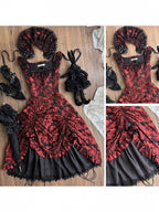 Red and Black Lace Trim JSK Gothic Lily - Miss Point - image 10