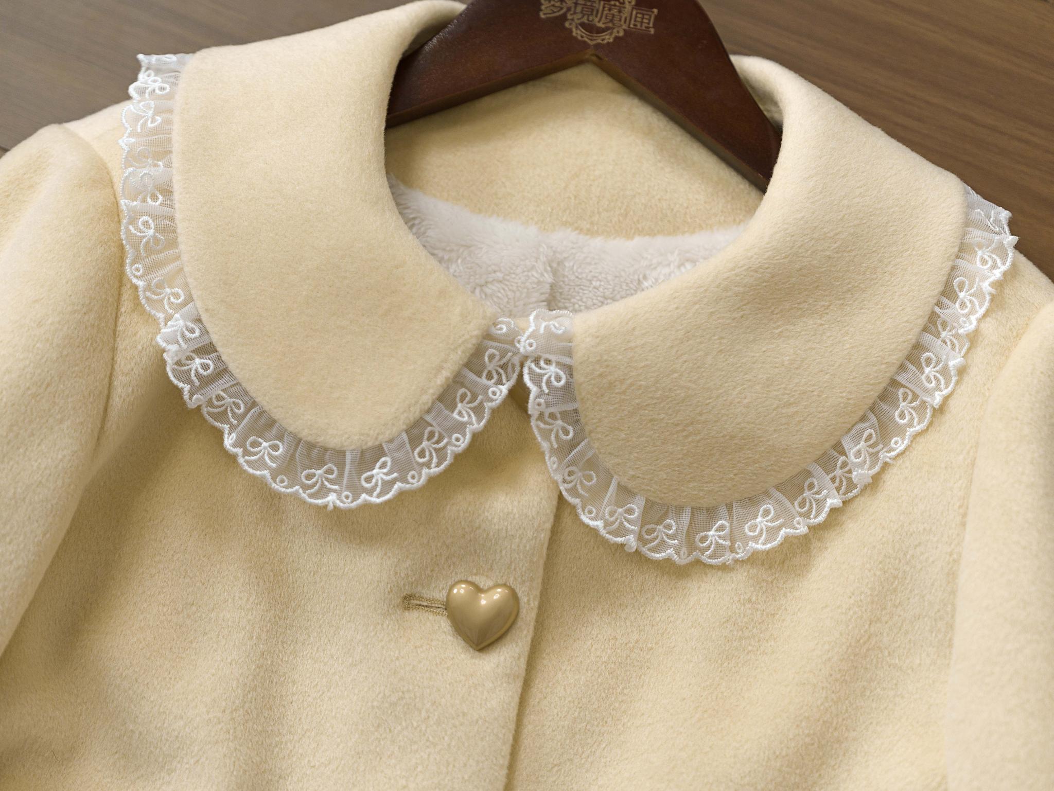 Milk Puff - Winter Fleece-Lined Sweet Lolita Coat, Detachable Collar Collection - image 24