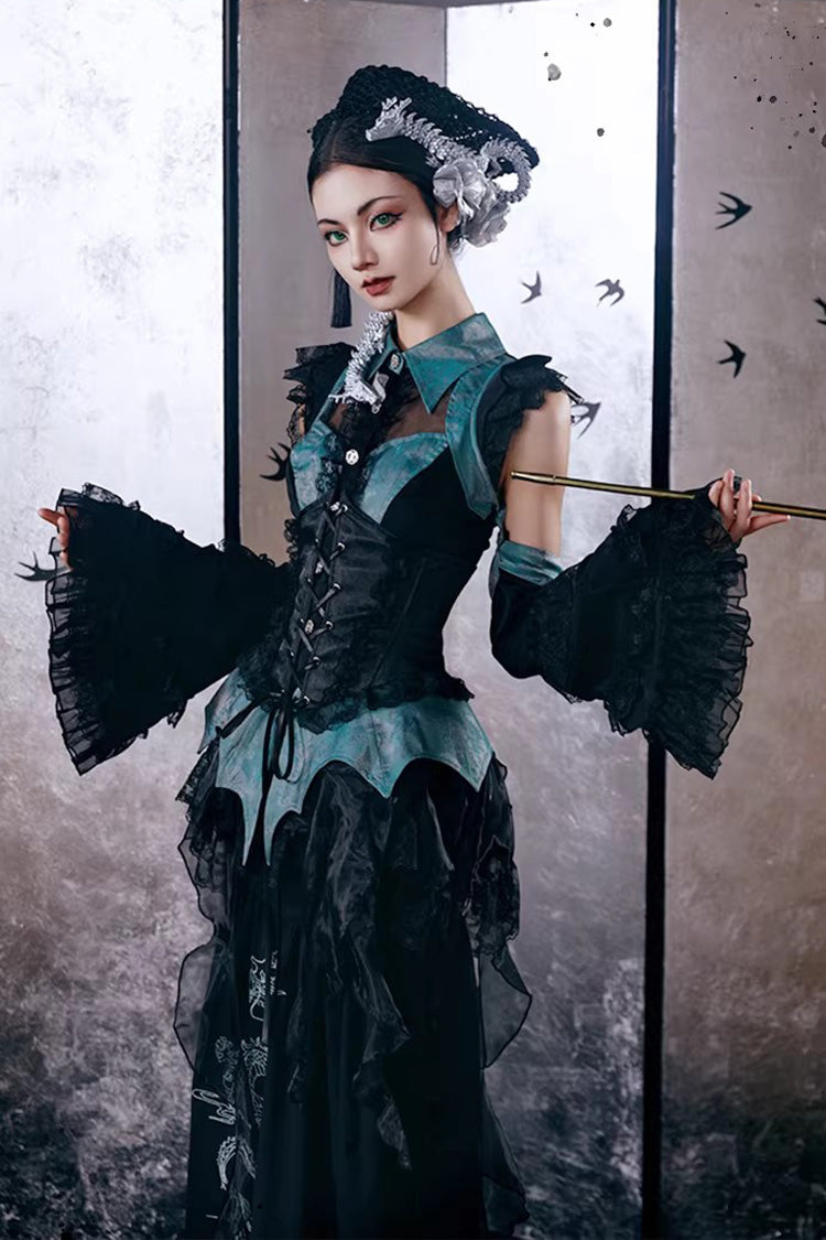 Sky Dragon Gothic Oriental Lolita Skirt Set - image 11