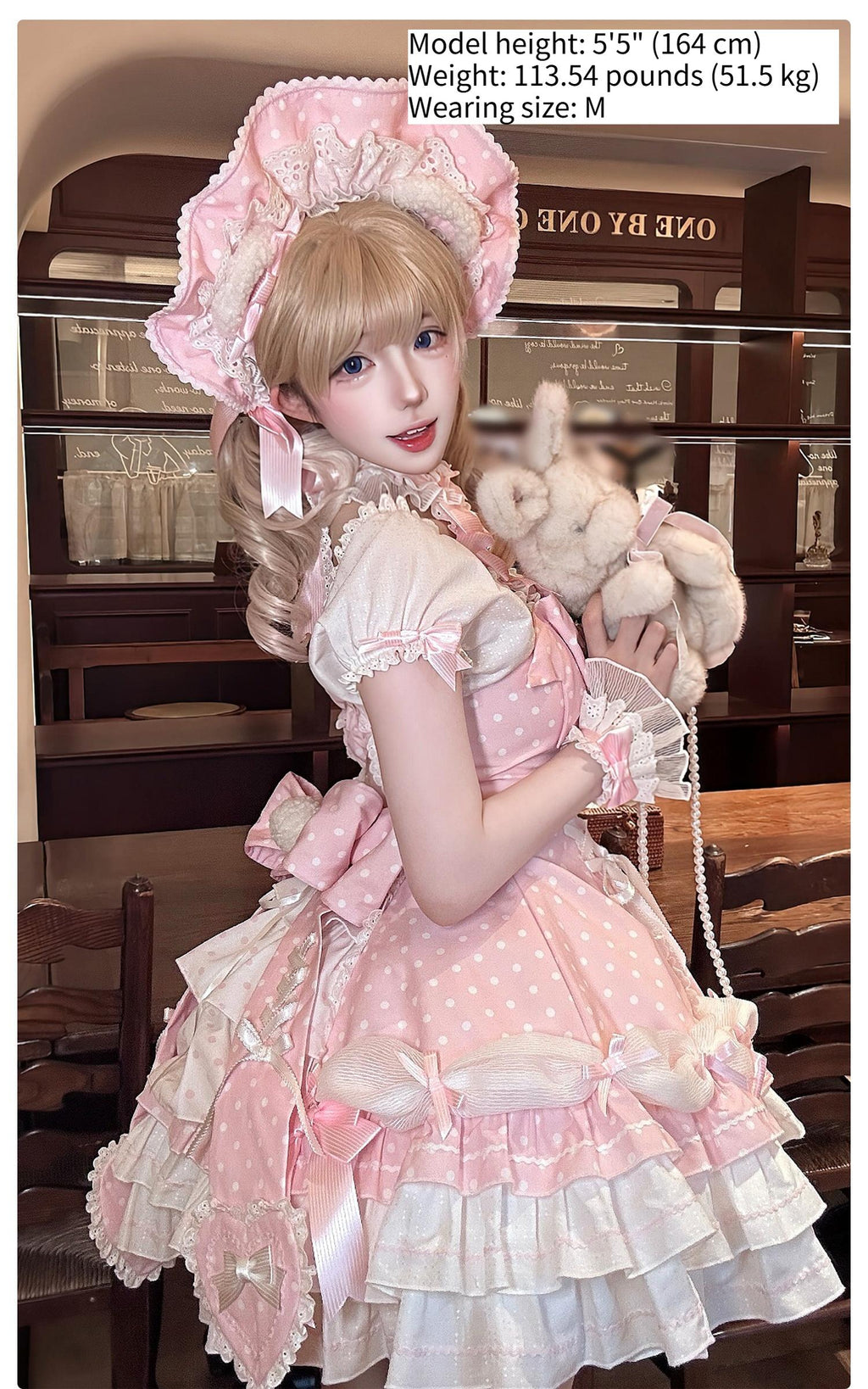 Old School Lolita Halter Neck OP Dress, Polka Dot Accent - image 13