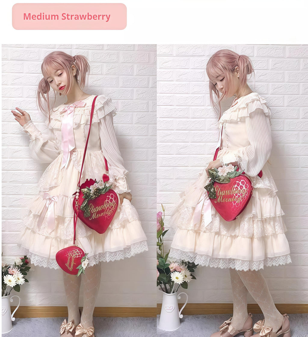 A Strawberry - Sweet Lolita Crossbody Bag Strawberry Printed Handbag - image 7