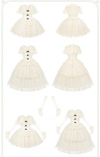 White Mist Promise - Classic Lolita Corset OP Set, Edwardian Collar & Tiered Hem - image 6