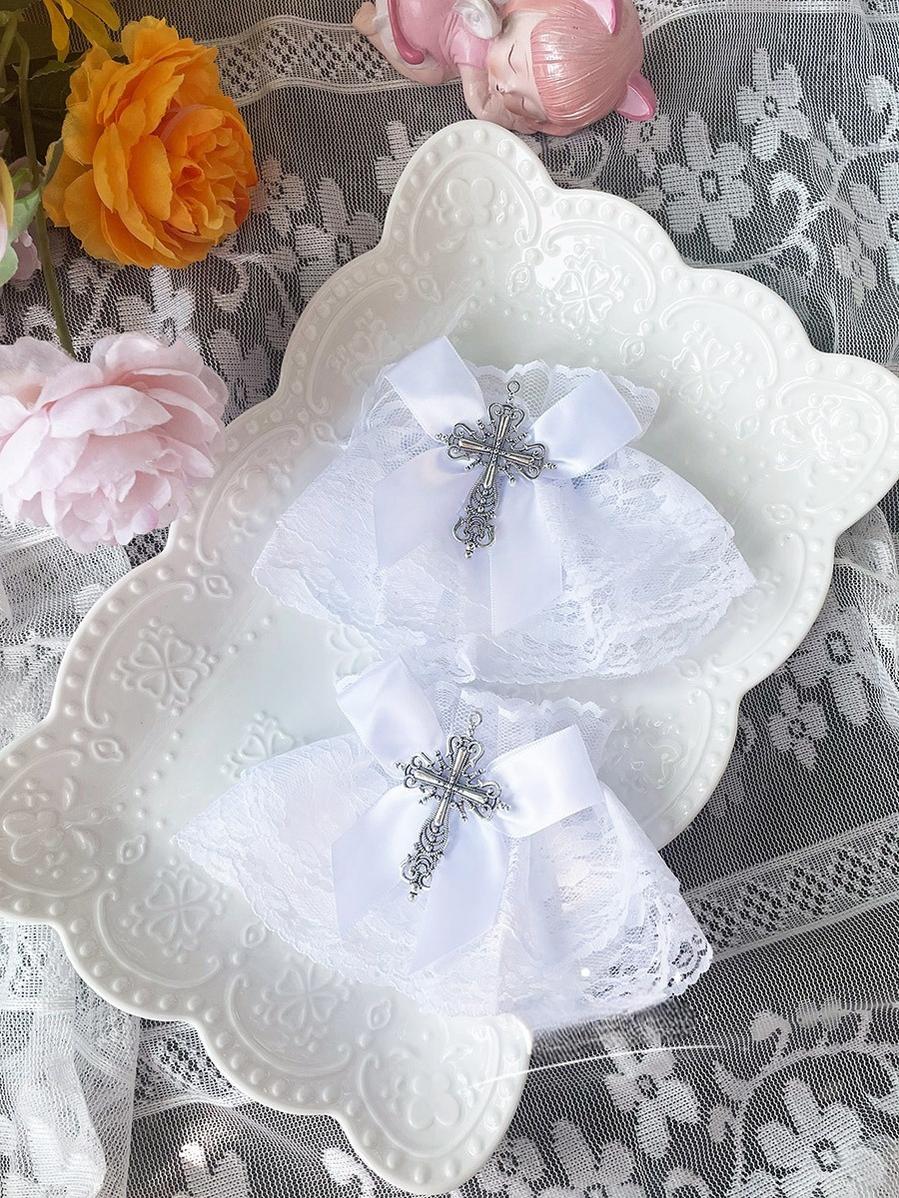 Gothic Lolita Cuffs with Cross Black and White Hand Sleeve - image 11