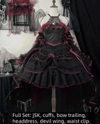 Cascading Poetry - Gothic Lolita JSK Dress, Lace & Tiered Hem - image 5