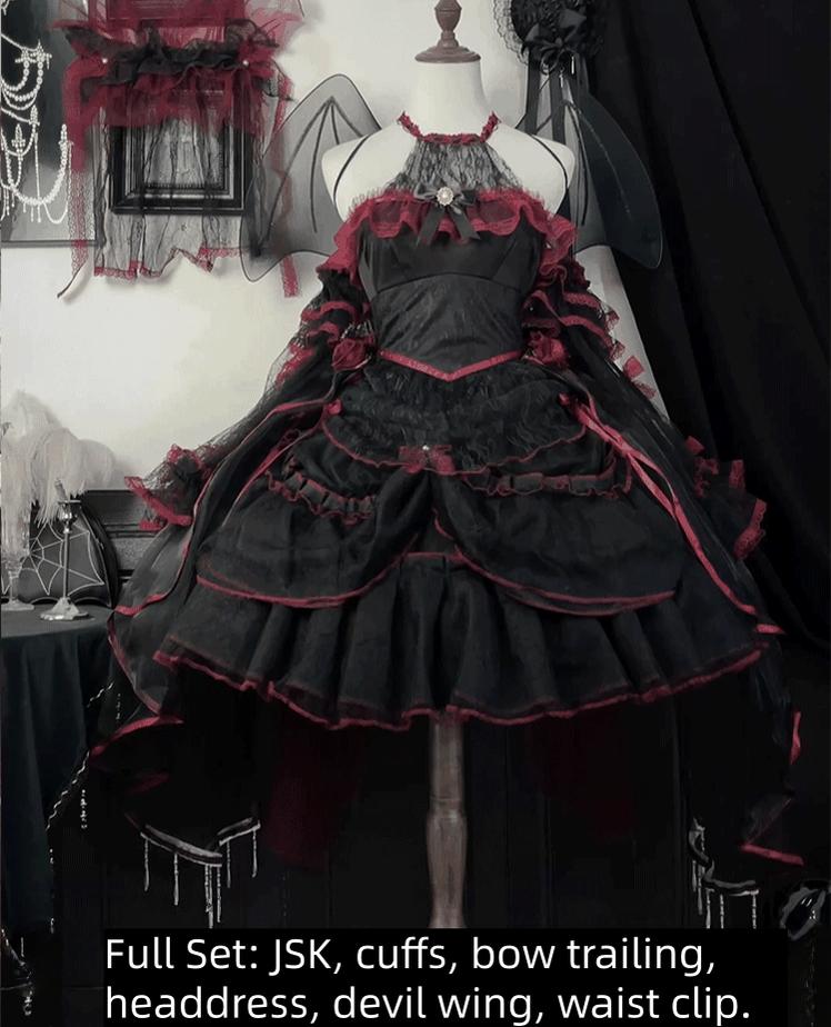 Cascading Poetry - Gothic Lolita JSK Dress, Lace & Tiered Hem - image 5