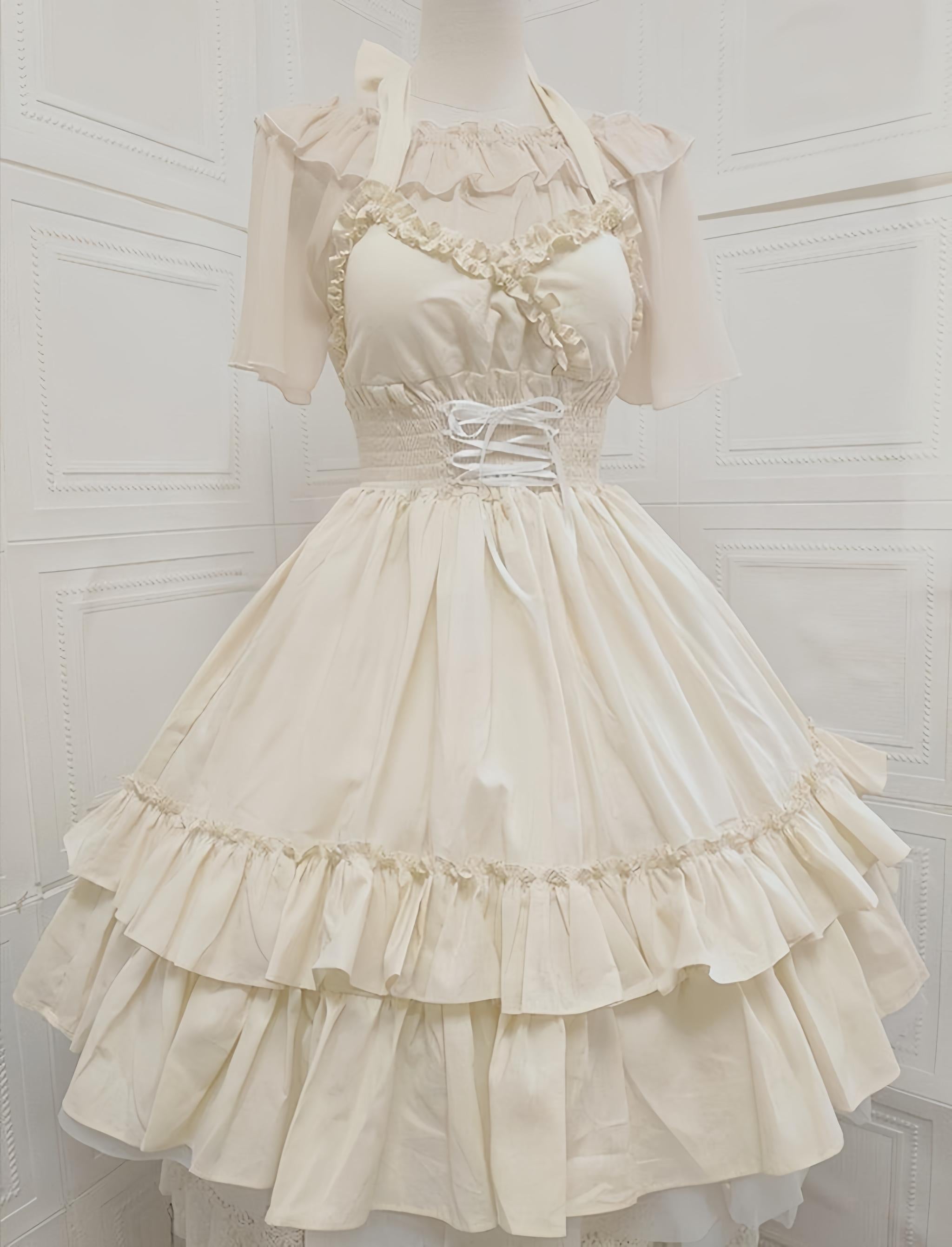Classic Lolita Halter Neck JSK Dress, Double Layered Skirt - image 1