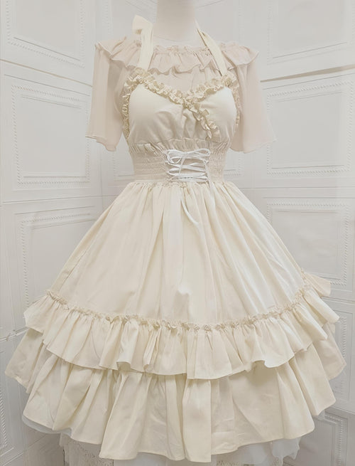 Classic Lolita Halter Neck JSK Dress, Double Layered Skirt - image 1